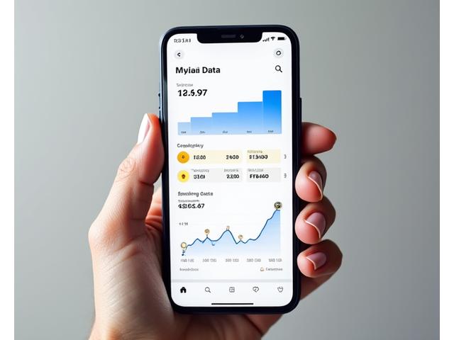 Smartphone screen displaying a data usage dashboard with real-time graphs and controls