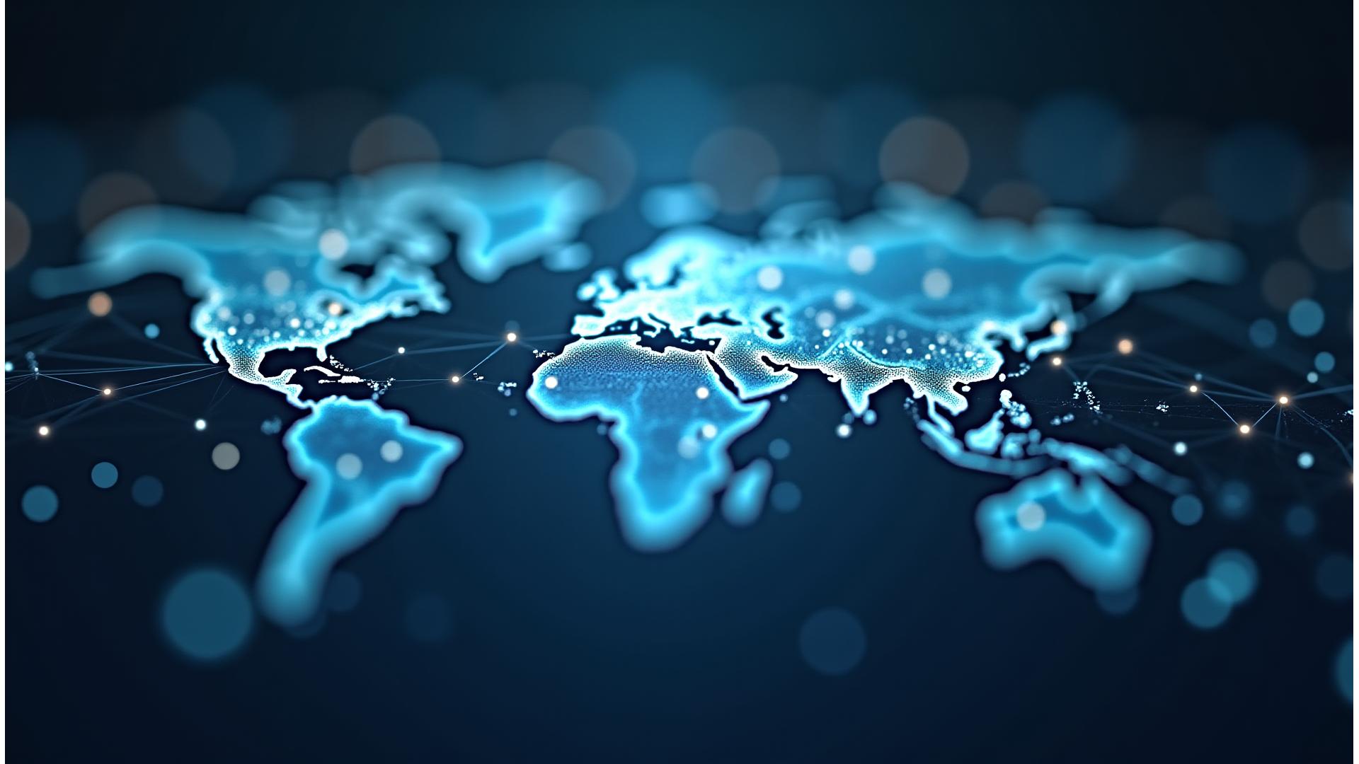Global network connections with digital overlay, representing vast wholesale airtime opportunities